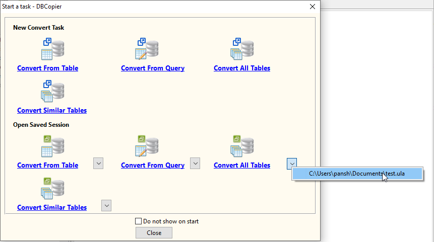 convert SQL Server to Access - load session