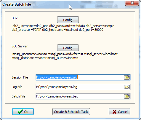 Convert DB2 to SQL Server - make batch file