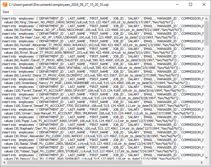 Export data from Azure  Query Results To SQL using dynamic filename with date - view SQL file