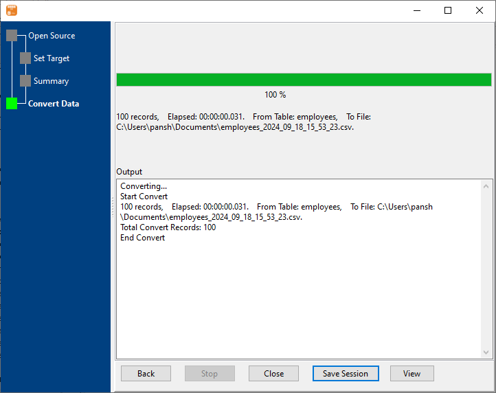 Dump data from DBF  (dBase, FoxBase, FoxPro) Table To CSV using dynamic filename with date - export