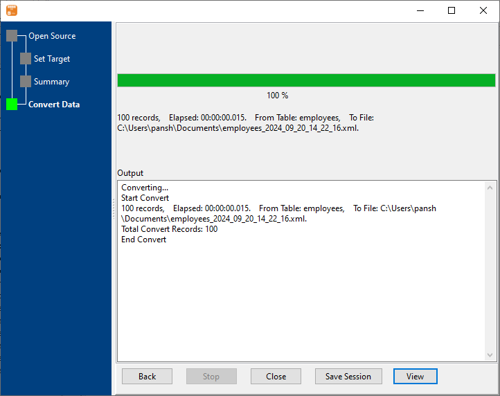 Dump data from DBF  (dBase, FoxBase, FoxPro) Table To XML using dynamic filename with date - export