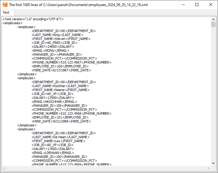 Export data from SQL Server  Table To XML using template filename with date - view XML file