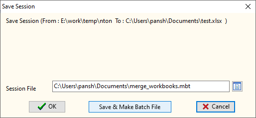 Transform Excel Data - save to session file