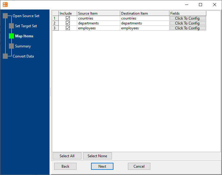 Import data from each table in a SQL file to a separate Redshift table - set tables