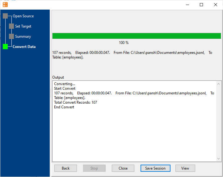 Import Data From JSON Lines File To SQLite  - import data