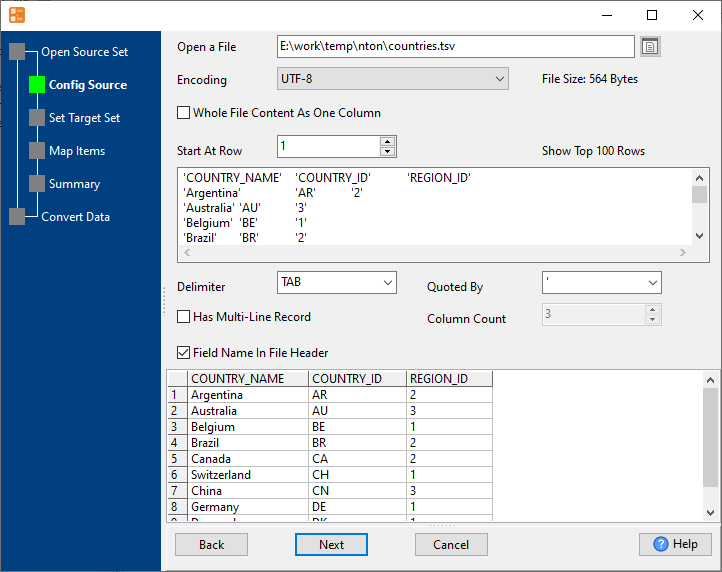 bulk import TSV files into Access tables - config first file