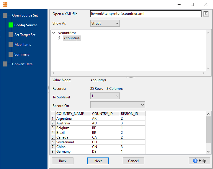 bulk import XML files into SQLite  tables - config first file