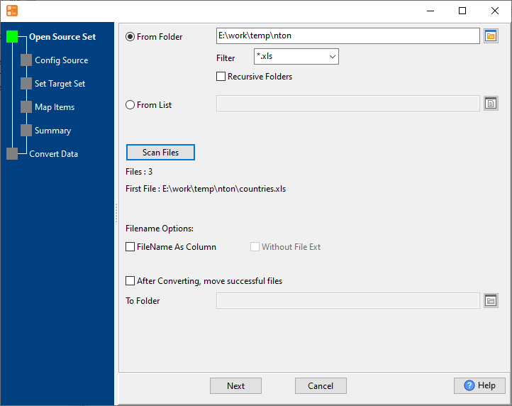 bulk import Excel files into DB2  tables - select a folder