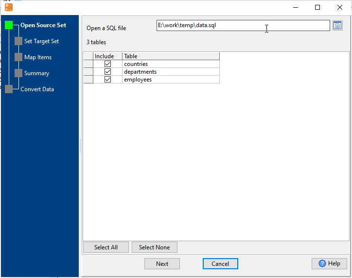 Select SQL file