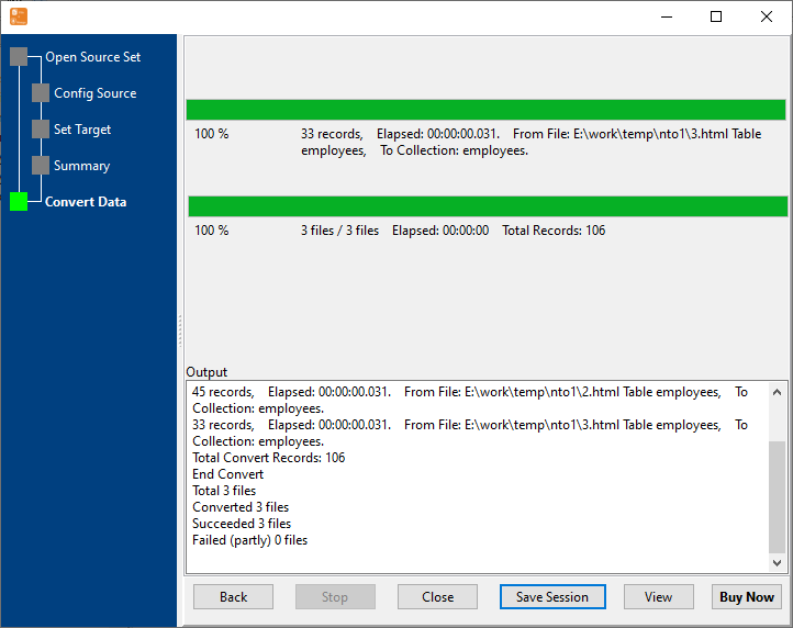 Copy multiple HTML Files To 1 MongoDB collection - import data