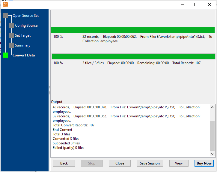 Copy multiple PIPE Files To 1 MongoDB collection - import data