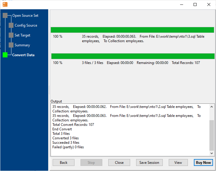 Copy multiple SQL Files To 1 MongoDB collection - import data