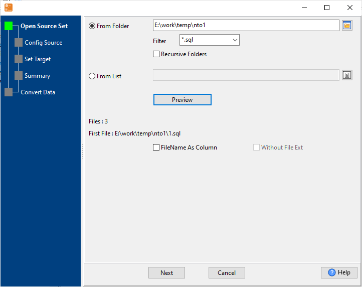 Import multiple SQL files to 1 MongoDB collection - set SQL folder