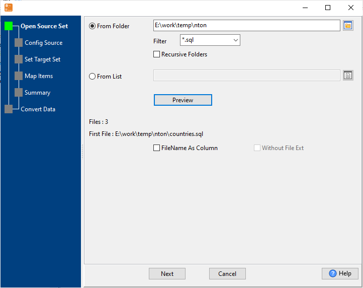 Batch Import Data From SQL Files To MongoDB collections - set SQL folder