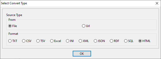 Import HTML file data To MongoDB collection - select file type