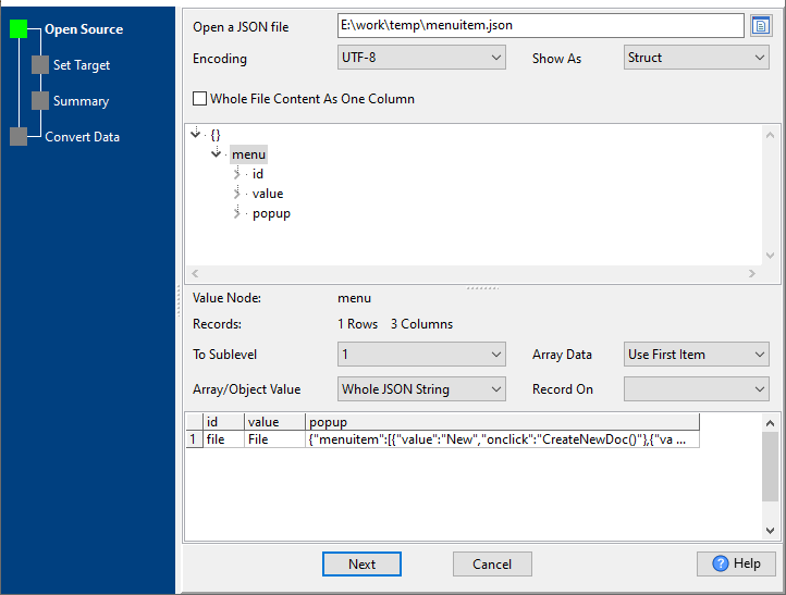 open JSON Record On empty