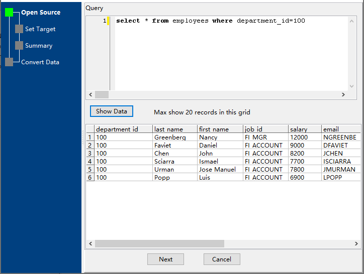 enter SQL query