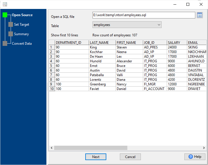 Open SQL file