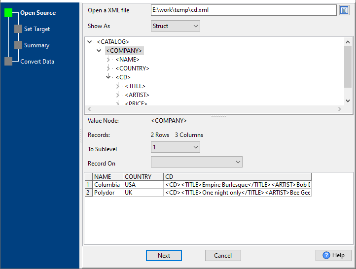 open XML Record On empty