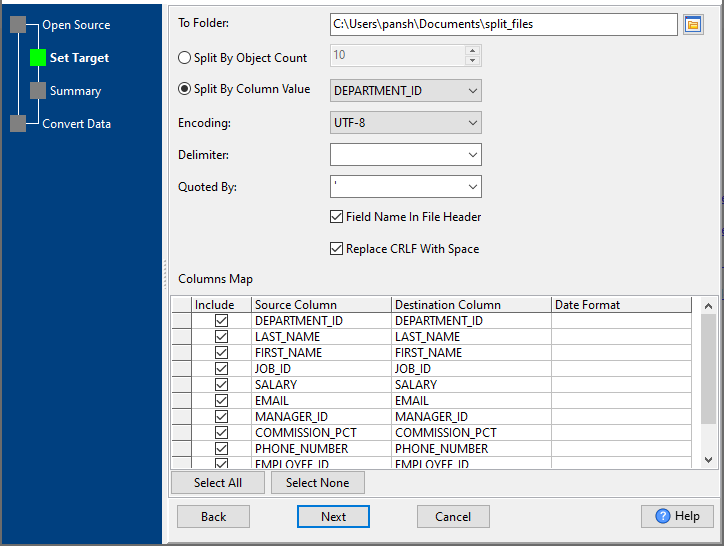 split to TXT/CSV/TSV