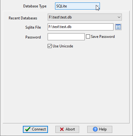 create SQLite from Access - Choose SQLite and logon