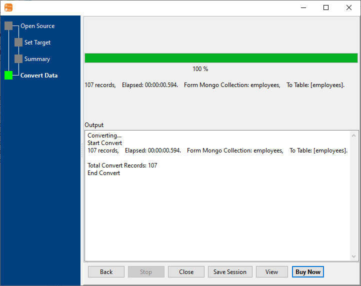 Transfer data from MongoDB collection to SQLite table - Transfer