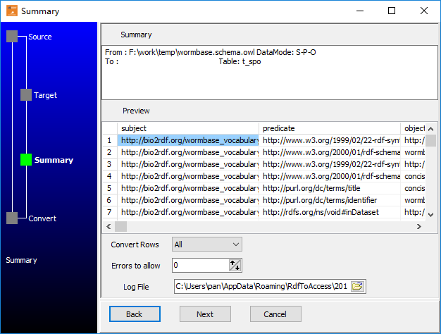 Transfer XML format RDF file (.rdf, .owl) to Oracle  - summary