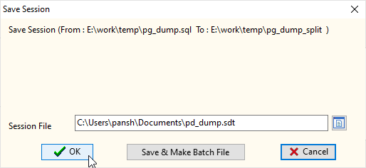Split large SQL dump file to smaller files - save to session file