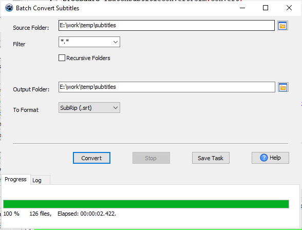 batch convert subtitle files