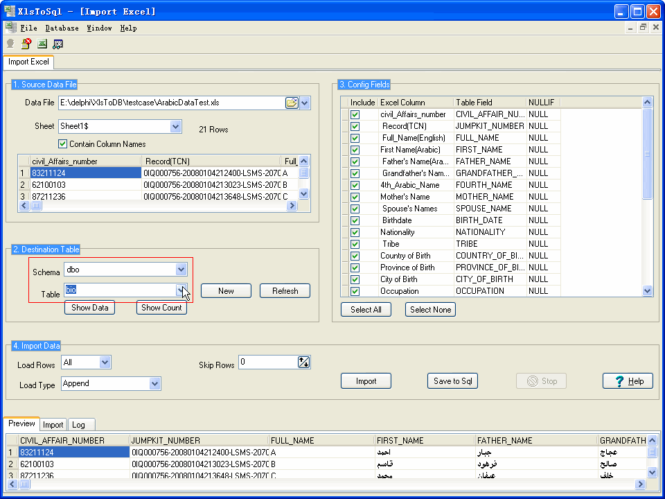 importing data from Excel to Sql Server 2008 - select Sql Server table