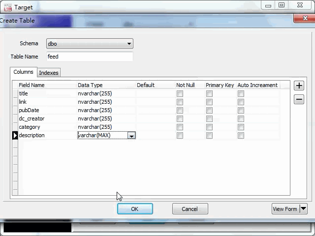 import online RSS feeds to Azure  - create Azure  table