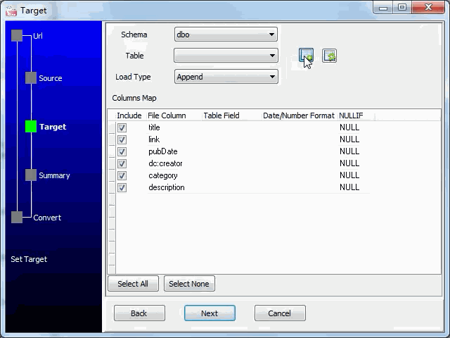 import online RSS feeds to Azure  - config Azure  table