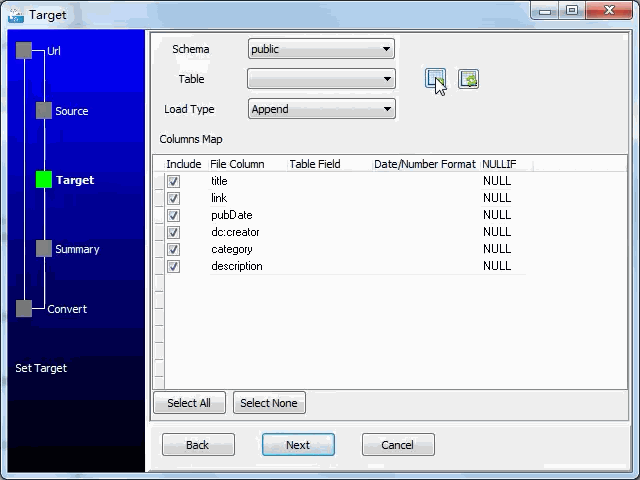 import online RSS feeds to Redshift  - config Redshift  table