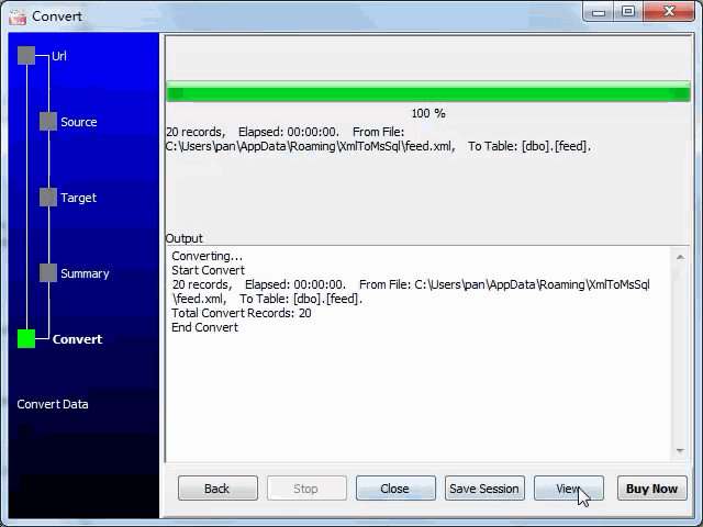 import online RSS feeds to Azure  - import to Azure 