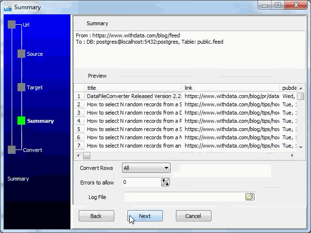 import online RSS feeds to Redshift  - summary